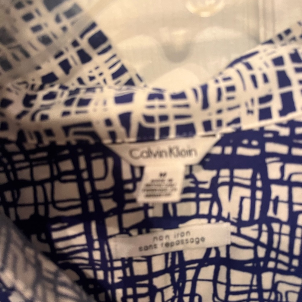 Calvin Klein Navy and White Button Down Shirt - Picture 3 of 3